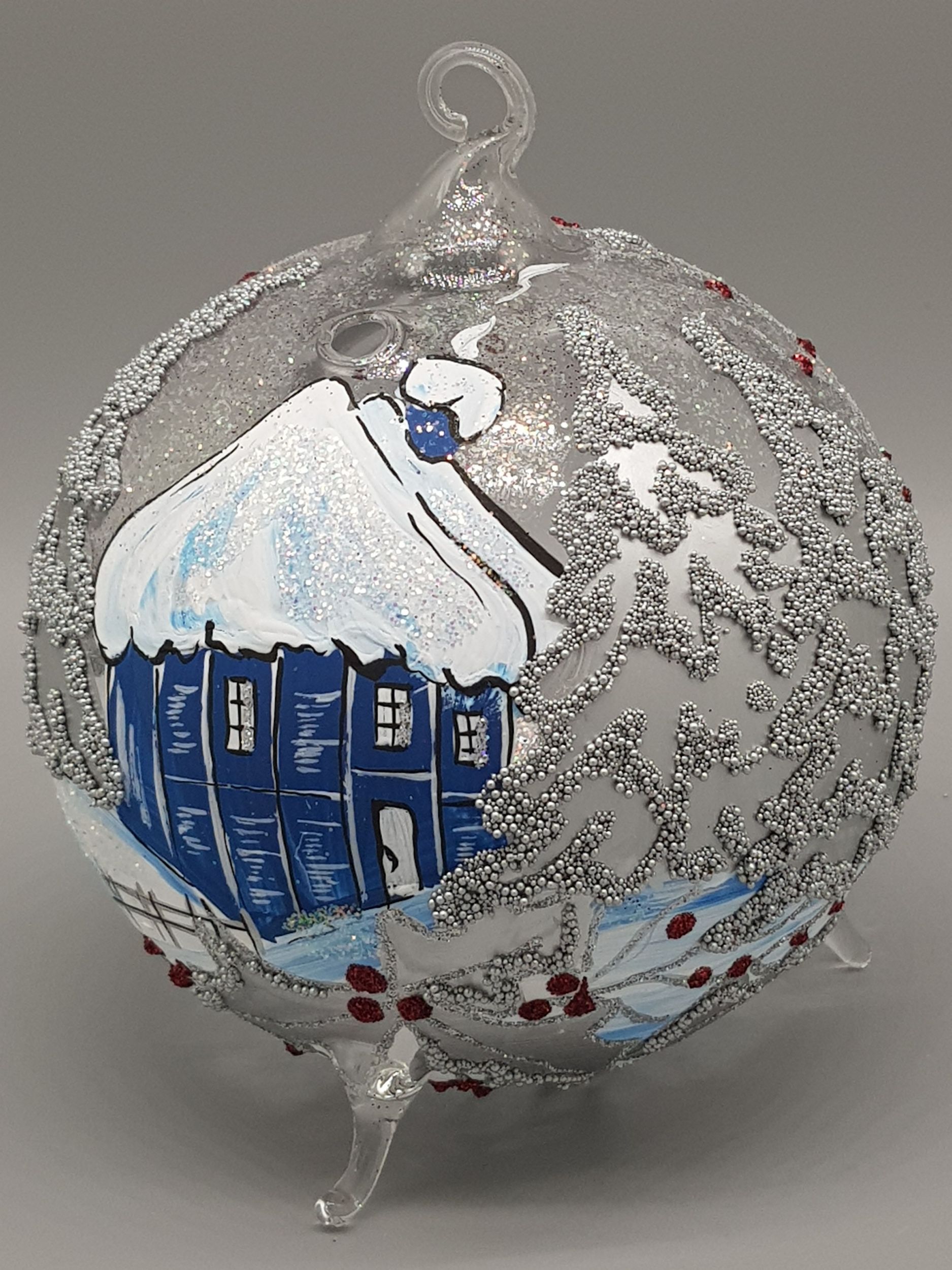 SILVER WINTER COTTAGE LAMPION